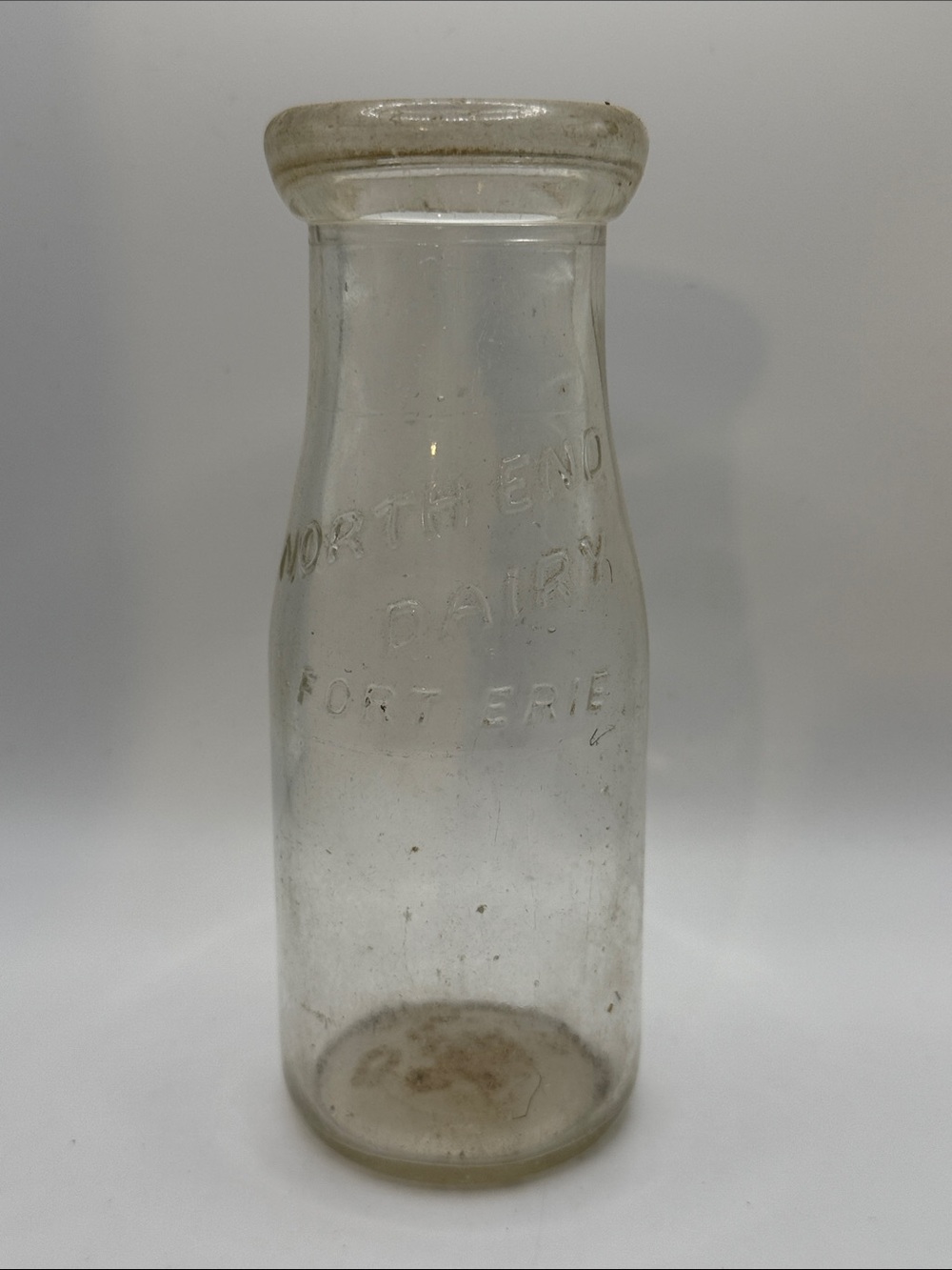 Vintage Clear “NORTH END DAIRY” Glass Milk Bottle - Fort Eerie, ON, CA
